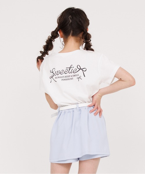 PINKHUNT（ピンクハント）の「PINKHUNT ピンクハント りぼんロゴプリント Tシャツ 0565K（Tシャツ/カットソー・キッズ・ホワイト/ベビーピンク/チャコールグレー・120cm/130cm/140cm/150cm/160cm）」の7枚目の写真