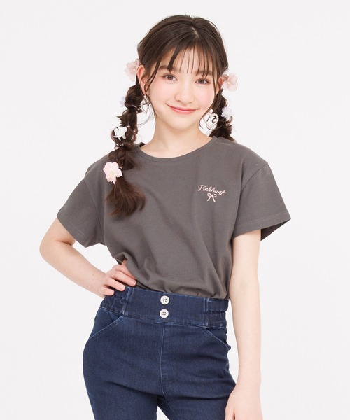 PINKHUNT（ピンクハント）の「PINKHUNT ピンクハント りぼんロゴプリント Tシャツ 0565K（Tシャツ/カットソー・キッズ・ホワイト/ベビーピンク/チャコールグレー・120cm/130cm/140cm/150cm/160cm）」の10枚目の写真
