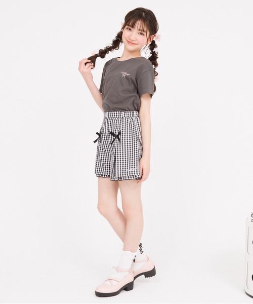 PINKHUNT（ピンクハント）の「PINKHUNT ピンクハント りぼんロゴプリント Tシャツ 0565K（Tシャツ/カットソー・キッズ・ホワイト/ベビーピンク/チャコールグレー・120cm/130cm/140cm/150cm/160cm）」の22枚目の写真