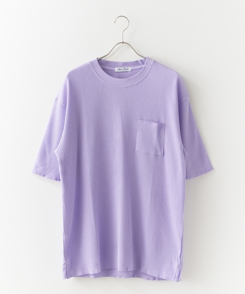 SKKONE(スコーネ)の「SKKONE/スコーネ 0T/Cワッフル ロング半袖BIGTシャツ(Tシャツ/カットソー・メンズ・ブラック/グレー/ラベンダー/ホワイト・M/L)」の4枚目の写真