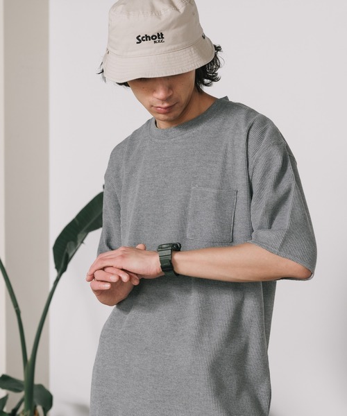 SKKONE(スコーネ)の「SKKONE/スコーネ 0T/Cワッフル ロング半袖BIGTシャツ(Tシャツ/カットソー・メンズ・ブラック/グレー/ラベンダー/ホワイト・M/L)」の3枚目の写真