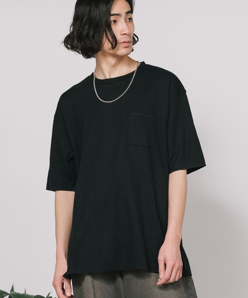 SKKONE(スコーネ)の「SKKONE/スコーネ 0T/Cワッフル ロング半袖BIGTシャツ(Tシャツ/カットソー・メンズ・ブラック/グレー/ラベンダー/ホワイト・M/L)」の2枚目の写真