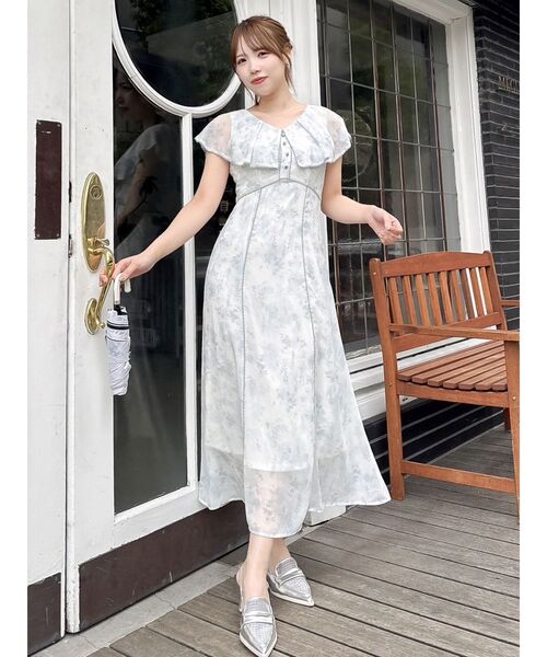   ★ フローラル レーストリム シャツワンピース dazzlin（ダズリン）の「ビックカラーレーストリムワンピース