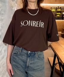 ゆったりシルエット レトロ フロッキー 袖ロゴ 半袖 T