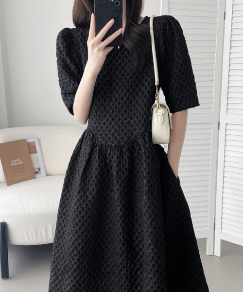 ABITOKYO(アビトーキョー)の「ダイヤ柄ジャガードAラインワンピース(ワンピース・レディース・ブラック/ベージュ/グレー・M/L/XL)」の20枚目の写真