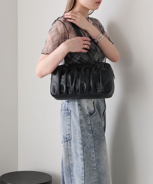 forksy.】2ハンドル ギャザーデザインショルダーバッグ forksy.│MONO