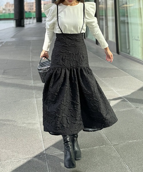 ハイウエストサロペットスカート【低身長・小柄女性向け】（スカート