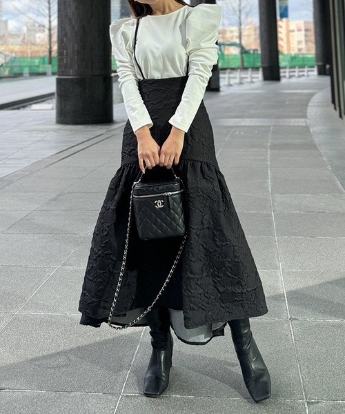ST.ROONEY（セントルーニー）の「ハイウエストサロペットスカート【低身長・小柄女性向け】（スカート・レディース・ベージュ/ブラック・XS）」の10枚目の写真
