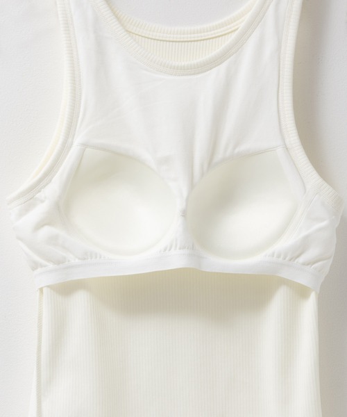 NAVY(ネイビー)の「nAvy カップ付き リブアメリカンスリーブタンク【抗菌防臭 ドライ加工】(タンクトップ・レディース・ホワイト/ブラック/セージグリーン・S/L/M)」の21枚目の写真