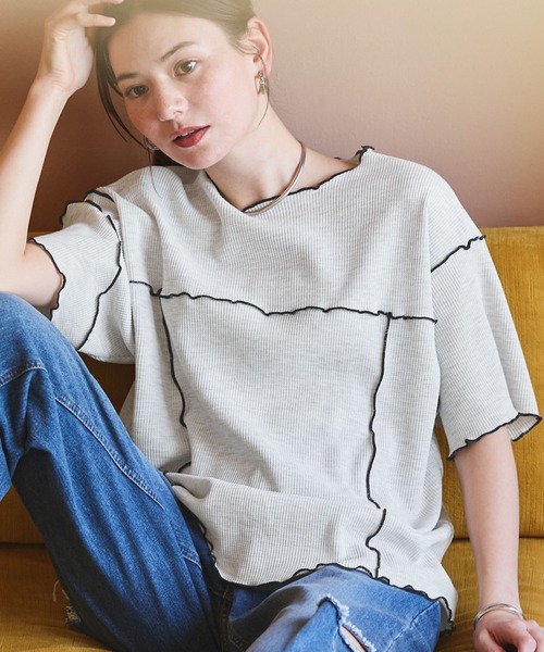 セール】2WAYアシンメトリーメローワッフル半袖Tシャツ【THE