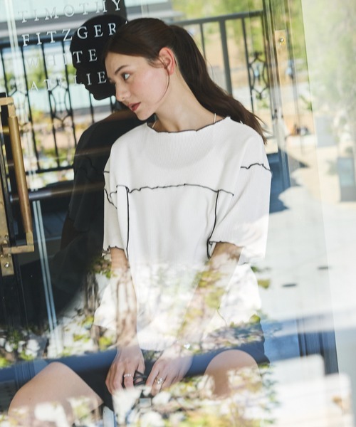 THE CRAFT CREW PRODUCTS(ザクラフトクループロダクツ)の「2WAYアシンメトリーメローワッフル半袖Tシャツ【THE CRAFT CREW PRODUCTS】(Tシャツ/カットソー・レディース・ピンク/オートミール/スミクロ/ブラック/オフホワイト/ブルー・FREE)」の15枚目の写真
