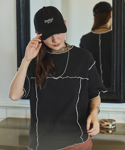 2WAYアシンメトリーメローワッフル半袖Tシャツ【THE CRAFT CREW