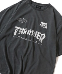 THRASHER（スラッシャー）ピグメント染め ゲームシャツ風ブランドロゴプリントTシャツ メンズ レディース ユニセックス