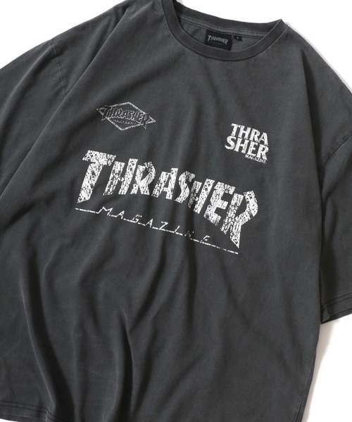 THRASHER(スラッシャー)の「THRASHER(スラッシャー)ピグメント染め ゲームシャツ風ブランドロゴプリントTシャツ メンズ レディース ユニセックス(Tシャツ/カットソー・メンズ・ブラウン/ピンク/ブラック×ホワイト/ブラック×ブラック・M/L)」の2枚目の写真