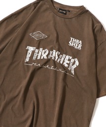 THRASHER(スラッシャー)ピグメント染め ゲームシャツ風ブランドロゴプリントTシャツ メンズ レディース ユニセックス
