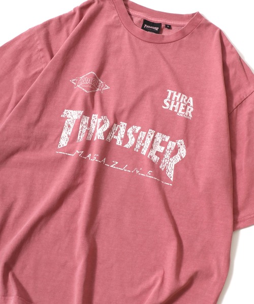 THRASHER(スラッシャー)の「THRASHER(スラッシャー)ピグメント染め ゲームシャツ風ブランドロゴプリントTシャツ メンズ レディース ユニセックス(Tシャツ/カットソー・メンズ・ブラウン/ピンク/ブラック×ホワイト/ブラック×ブラック・M/L)」の4枚目の写真