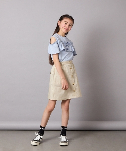 a.v.v（アーヴェヴェ）の「[140-150]ベイカーポケットスカート（スカート・キッズ・ダークインディゴブルー/ベージュ・150/140）」の4枚目の写真