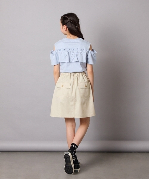 a.v.v（アーヴェヴェ）の「[140-150]ベイカーポケットスカート（スカート・キッズ・ダークインディゴブルー/ベージュ・150/140）」の9枚目の写真