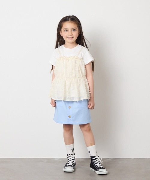 a.v.v（アーヴェヴェ）の「[140-150]ベイカーポケットスカート（スカート・キッズ・ダークインディゴブルー/ベージュ・150/140）」の13枚目の写真