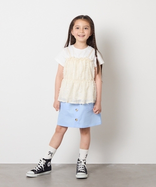 a.v.v（アーヴェヴェ）の「[140-150]ベイカーポケットスカート（スカート・キッズ・ダークインディゴブルー/ベージュ・150/140）」の14枚目の写真