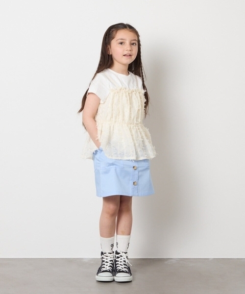 a.v.v（アーヴェヴェ）の「[140-150]ベイカーポケットスカート（スカート・キッズ・ダークインディゴブルー/ベージュ・150/140）」の15枚目の写真