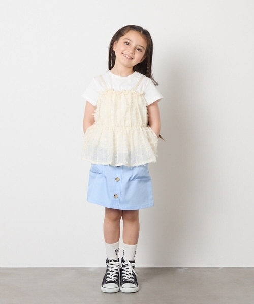 a.v.v（アーヴェヴェ）の「[140-150]ベイカーポケットスカート（スカート・キッズ・ダークインディゴブルー/ベージュ・150/140）」の17枚目の写真