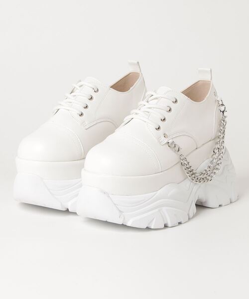LOVEHUNTER(ラブハンター)の「LOVE HUNTER/厚底チェーン付き 4ホールスニーカー 9.5cm軽量ボリュームソール レースアップ 韓国ファッション Y2K(2209)(スニーカー・レディース・ブラック/ホワイト・S/LL/L/M)」の6枚目の写真
