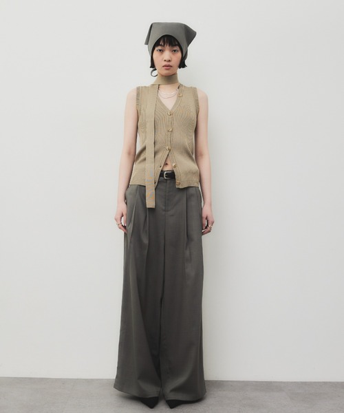 maison celon ツイードタックワイドパンツ
