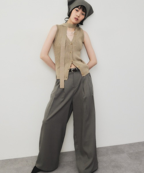 HANNE（アン）の「スカーフセットタックワイドパンツ（スラックス・レディース・ネイビー/グレイッシュベージュ・SMALL/MEDIUM）」の9枚目の写真