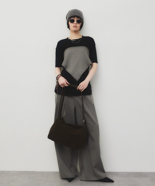 HANNE（アン）の「スカーフセットタックワイドパンツ（スラックス・レディース・ネイビー/グレイッシュベージュ・SMALL/MEDIUM）」の21枚目の写真