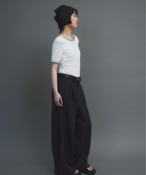スカート&パンツセット 80cm ニッセン パンツ ワイド トールサイズ レディース 高身長 綿混