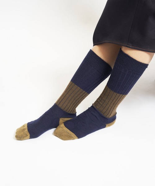 gomme（ゴム）の「リブ＆ドットハイソックス（ソックス/靴下・レディース・グレー/ブルー/ブラック/ネイビー・FREE）」の4枚目の写真