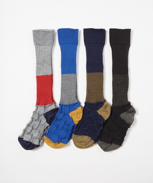 gomme（ゴム）の「リブ＆ドットハイソックス（ソックス/靴下・レディース・グレー/ブルー/ブラック/ネイビー・FREE）」の5枚目の写真