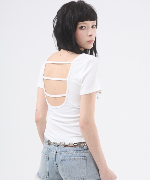d.i.a.(ダイヤ)の「サイドギャザーバックオープントップス(Tシャツ/カットソー・レディース・モカ/カーキ/ホワイト/ブラック・FREE)」の14枚目の写真