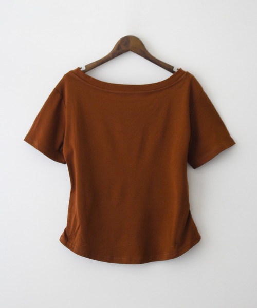 SpRay(スプレイ)の「フロッキーロゴオフショルトップス(Tシャツ/カットソー・レディース・ホワイト/グレー/ブラック/ブラウン/ボルドー・FREE)」の6枚目の写真