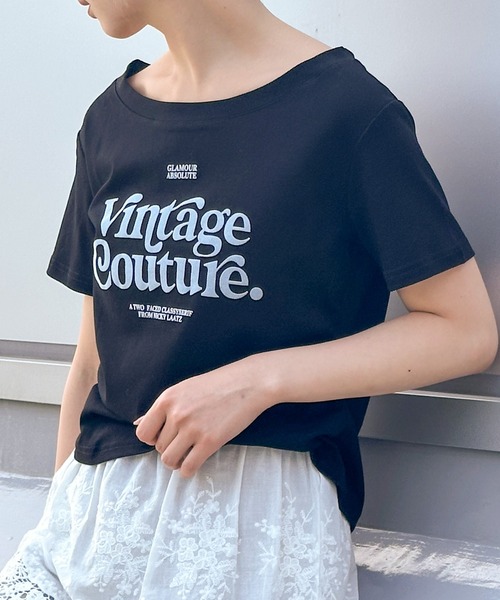SpRay(スプレイ)の「フロッキーロゴオフショルトップス(Tシャツ/カットソー・レディース・ホワイト/グレー/ブラック/ブラウン/ボルドー・FREE)」の16枚目の写真