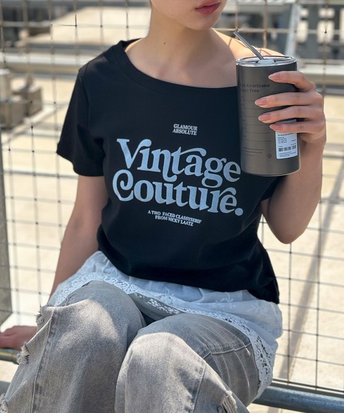 SpRay(スプレイ)の「フロッキーロゴオフショルトップス(Tシャツ/カットソー・レディース・ホワイト/グレー/ブラック/ブラウン/ボルドー・FREE)」の20枚目の写真