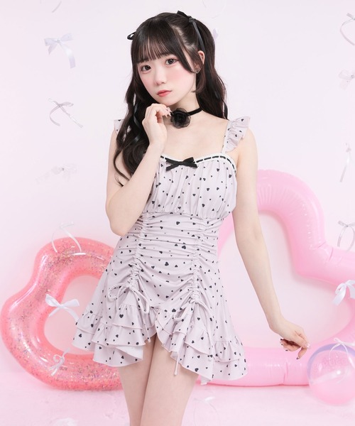 DearMyLoveRose ドロストフリルハシゴレースワンピース水着 ドロストフリルハシゴレースワンピース水着（水着