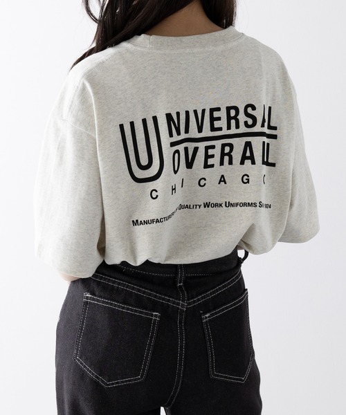 UNIVERSAL OVERALL(ユニバーサルオーバーオール)の「【UNIVERSAL OVERALL】UO LOGO BACK PT TEE U2523209-B(Tシャツ/カットソー・レディース・ホワイト/オートミール/ブラック・S/M/L/XL)」の3枚目の写真
