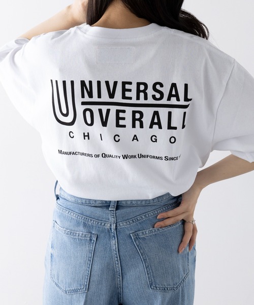 UNIVERSAL OVERALL(ユニバーサルオーバーオール)の「【UNIVERSAL OVERALL】UO LOGO BACK PT TEE U2523209-B(Tシャツ/カットソー・レディース・ホワイト/オートミール/ブラック・S/M/L/XL)」の2枚目の写真