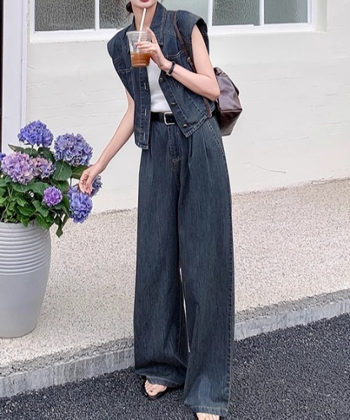 【新品・袋未開封】ファーデニムセットアップ デニムセットアップ | yunora