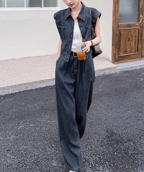 ベルト付きデニムセットアップ（セットアップ）｜FAVORITO