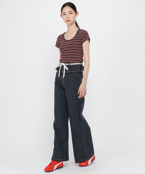 3.3 Field Trip （3.3フィールドトリップ）の「3.3 Field Trip／デニムフリルパンツ（デニムパンツ・レディース・インディゴブルー・MEDIUM）」の7枚目の写真