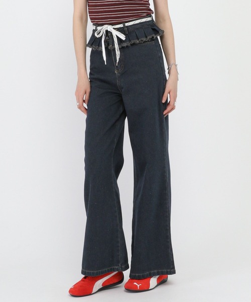 3.3 Field Trip （3.3フィールドトリップ）の「3.3 Field Trip／デニムフリルパンツ（デニムパンツ・レディース・インディゴブルー・MEDIUM）」の4枚目の写真