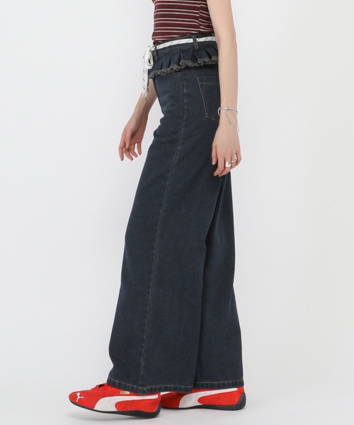 3.3 Field Trip （3.3フィールドトリップ）の「3.3 Field Trip／デニムフリルパンツ（デニムパンツ・レディース・インディゴブルー・MEDIUM）」の3枚目の写真