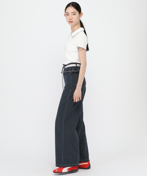 3.3 Field Trip （3.3フィールドトリップ）の「3.3 Field Trip／デニムフリルパンツ（デニムパンツ・レディース・インディゴブルー・MEDIUM）」の20枚目の写真