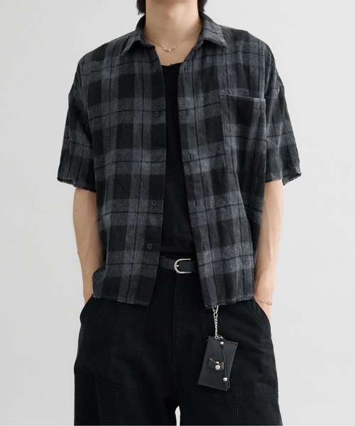 EPNK】Tie-dye cut off half check shirt / タイダイカットオフハーフ