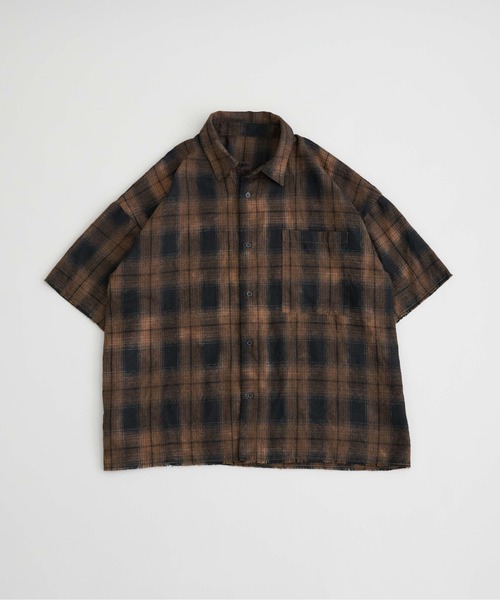 EPNK（イーピーエヌケー）の「【EPNK】Tie-dye cut off half check shirt /  タイダイカットオフハーフチェックシャツ（シャツ/ブラウス・メンズ・ブラック/ネイビー/ブラウン・SMALL/MEDIUM/LARGE）」の14枚目の写真