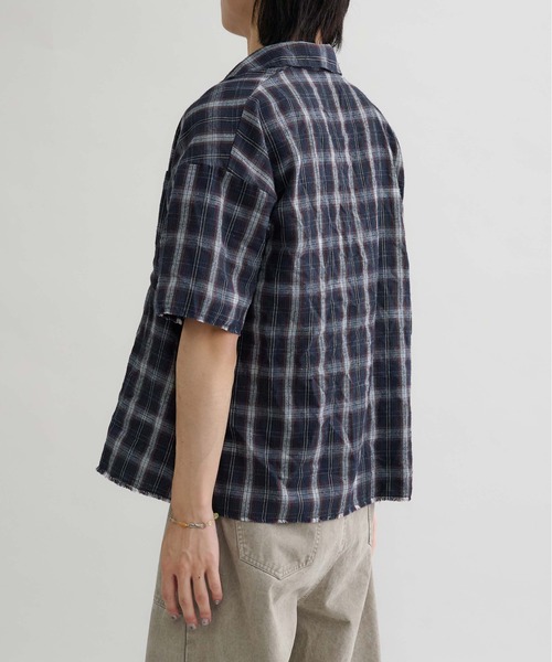 EPNK（イーピーエヌケー）の「【EPNK】Tie-dye cut off half check shirt /  タイダイカットオフハーフチェックシャツ（シャツ/ブラウス・メンズ・ブラック/ネイビー/ブラウン・SMALL/MEDIUM/LARGE）」の21枚目の写真