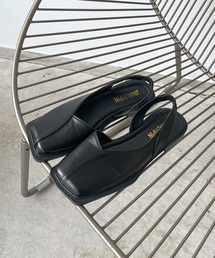 カシュクールスクエアトゥバックストラップシューズ